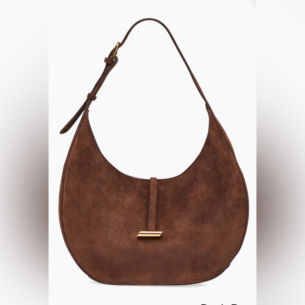 Little Lifner Moon Chocolate Brown Suede Hobo Bag Purse